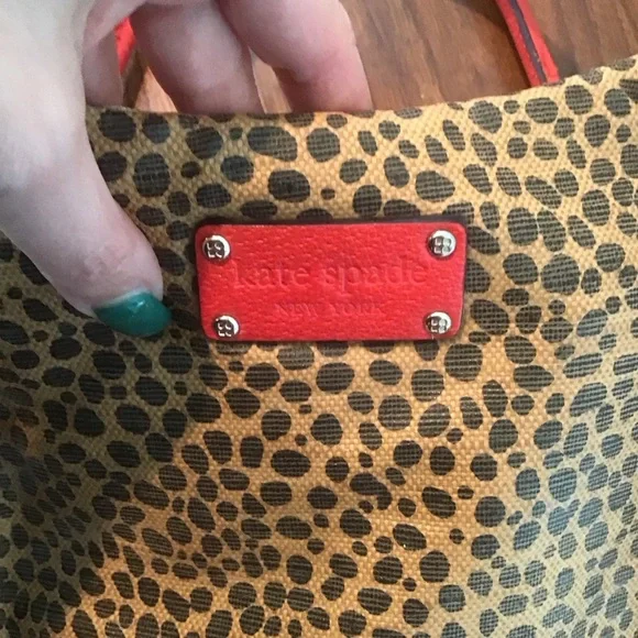 Kate Spade Stevie Leopard Print Red Leather Purse Tote Bag AS IS - Picture 3 of 10